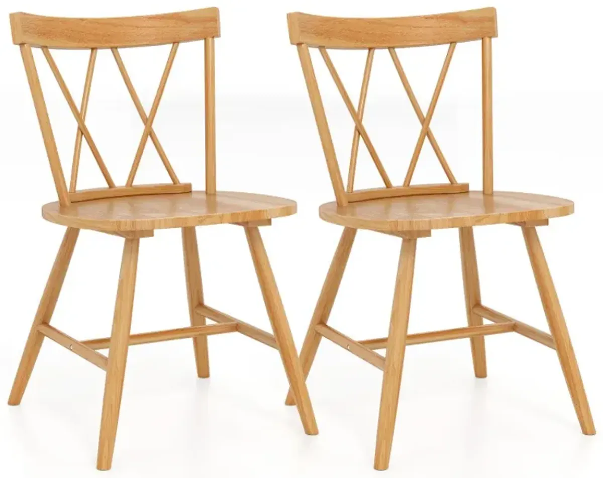 Farmhouse Kitchen Dining Chair Set of 2 with Rubber Wood Frame