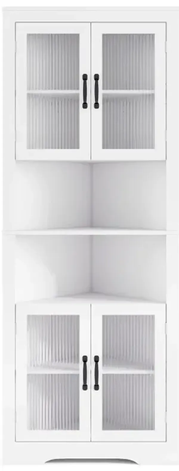 67 Inch Tall Corner Cabinet Triangular Buffet Cabinet with Tempered Glass Doors