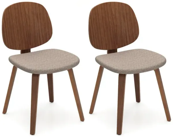 Wooden Dining Chair Set of 2 with Bentwood Frame and Padded Seat