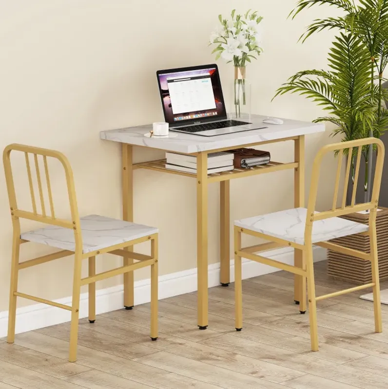 3-Piece Dining Table Set with Rectangular Kitchen Table and 2 Chairs