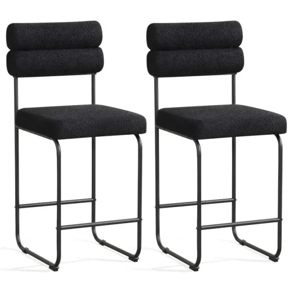 26 Inch Counter Height Bar Stools Set of 2 with Metal Frame and Footrest