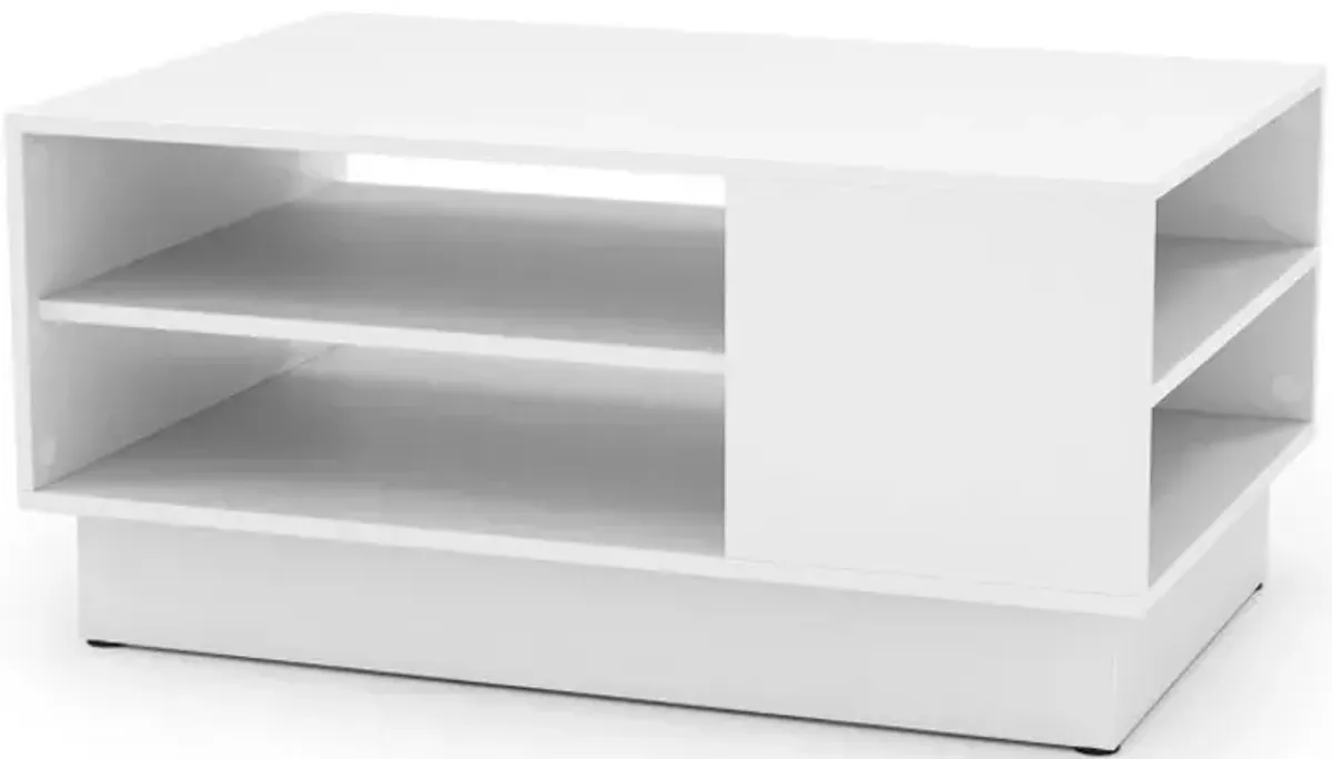 Modern Coffee Table with 2-Tier Open Storage Shelves