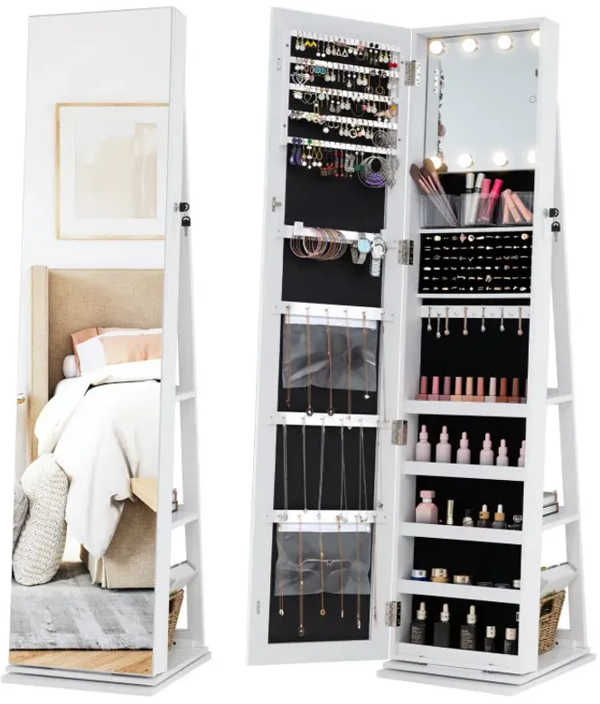 360° Swivel Jewelry Cabinet with Full Length Mirror