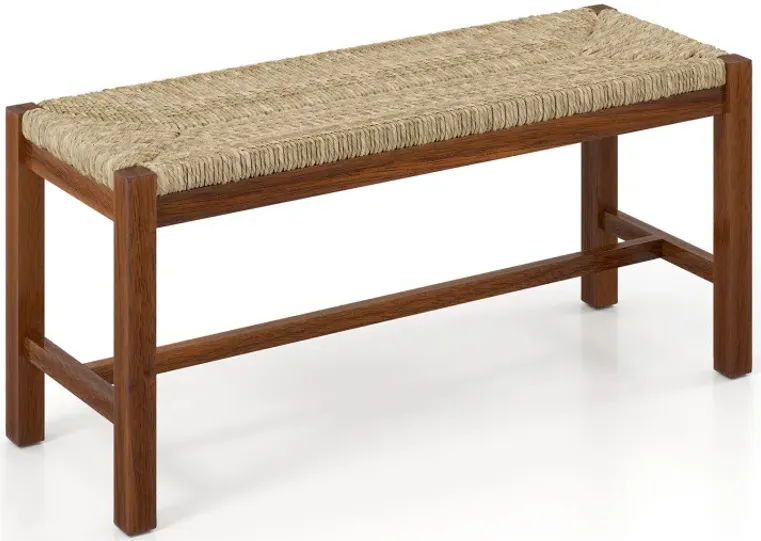 40 Inch Long Wood Bench with Solid Rubber Wood Frame