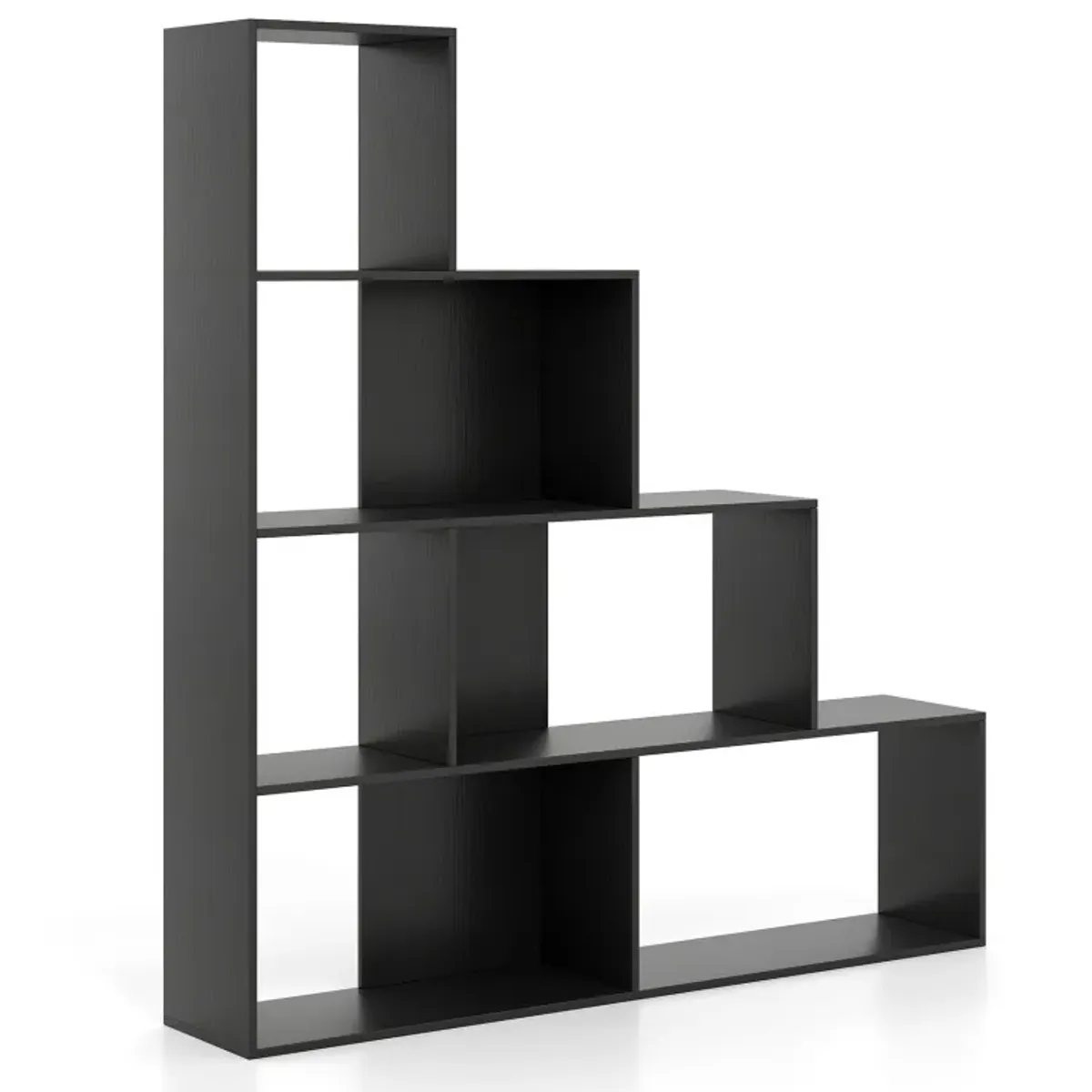 4-Tier Bookshelf Stair Bookcase with 6 Cubes Display Rack