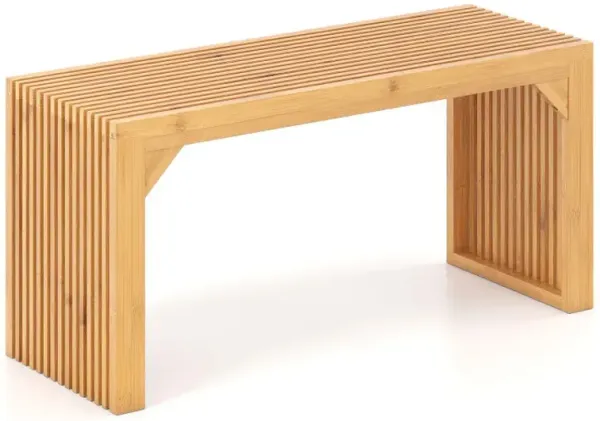 Bamboo Dining Bench Long Entryway Bench, Indoor Outdoor Solid Wood Bench