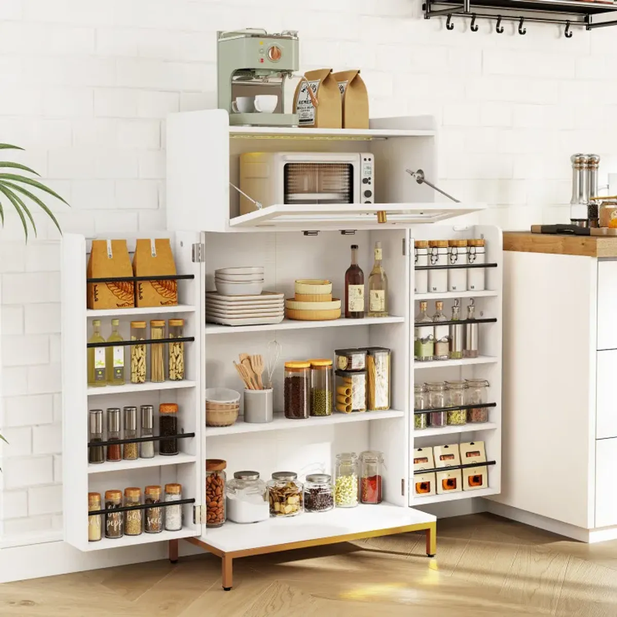 Kitchen Pantry Cabinet Freestanding Food Storage Cupboard