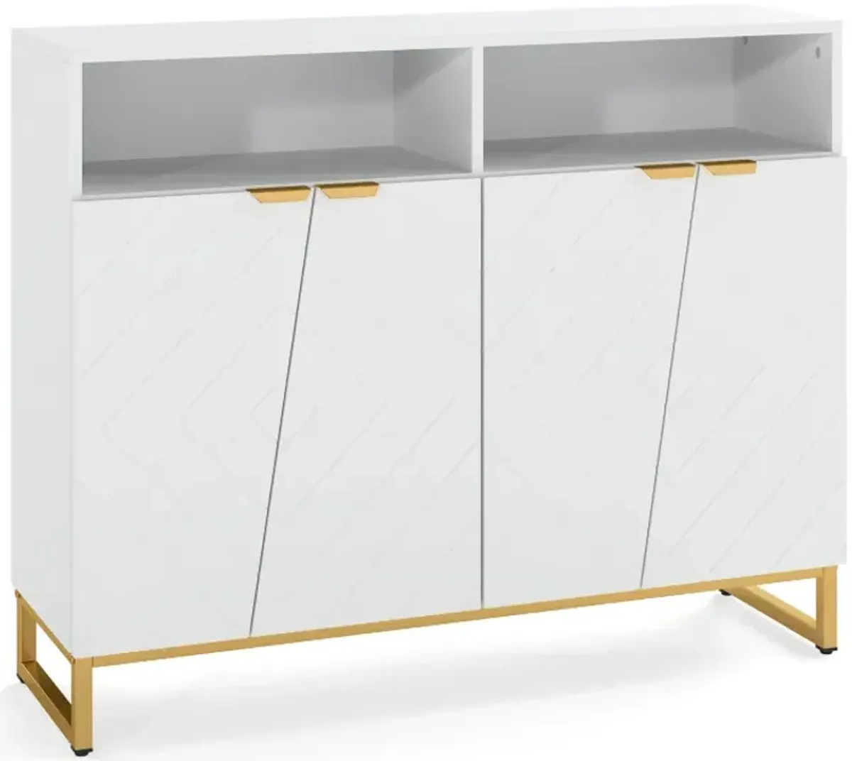Modern Sideboard Cabinet with 4 Doors and Adjustable Shelves