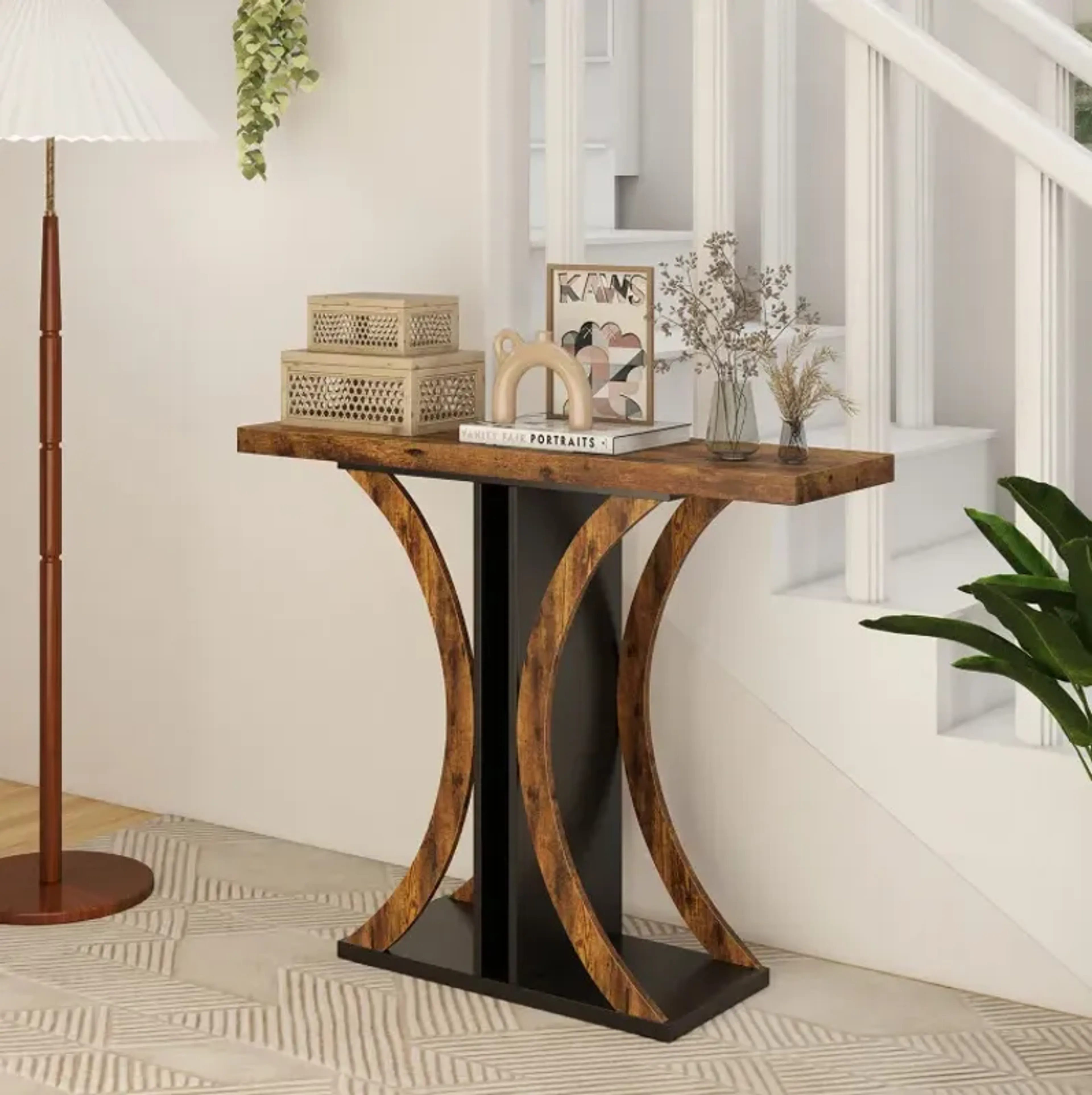 Console Table 39 5 Inch Rectangular Entryway Table With Geometric Frame ...