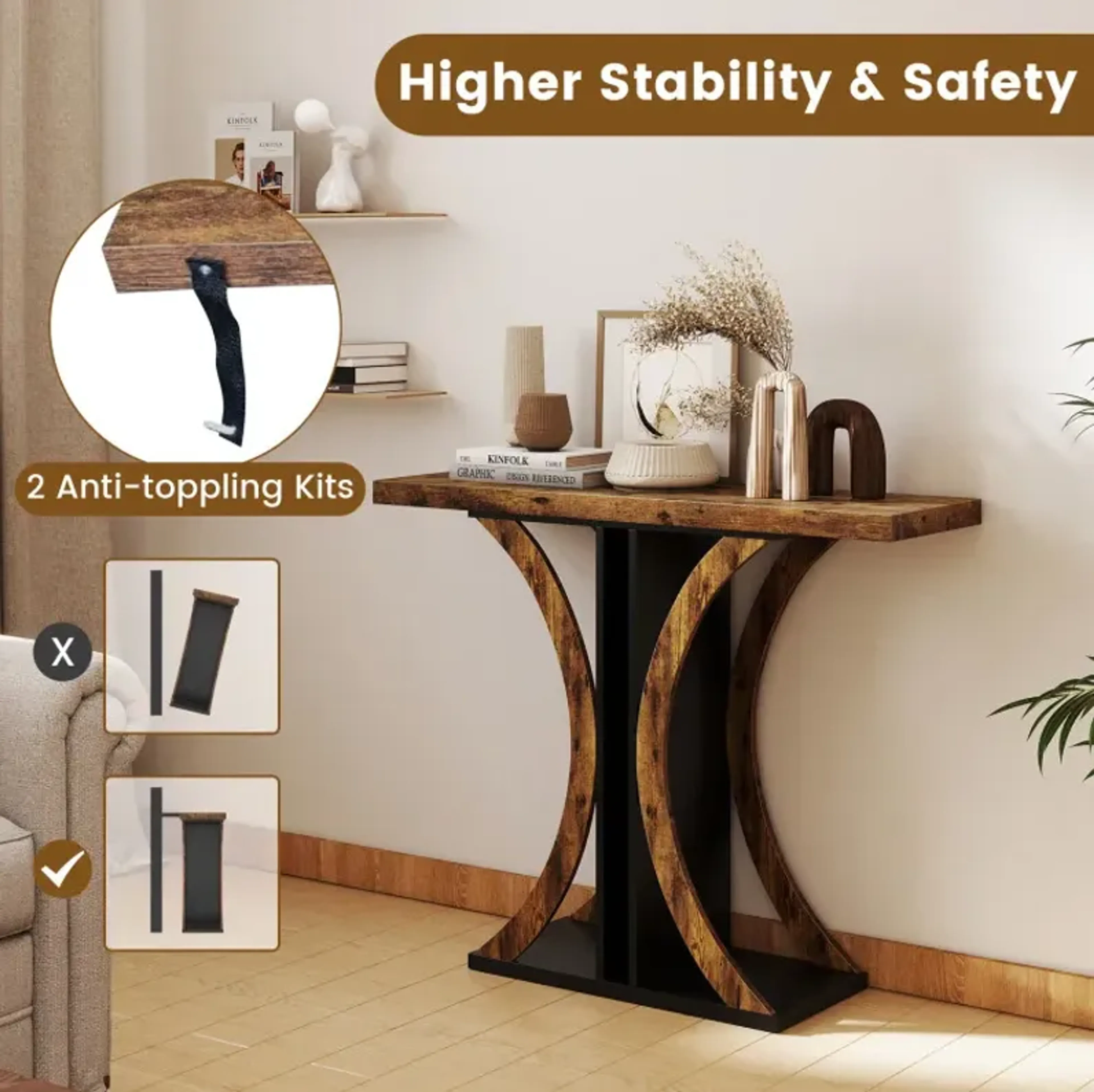 Console Table 39 5 Inch Rectangular Entryway Table With Geometric Frame ...