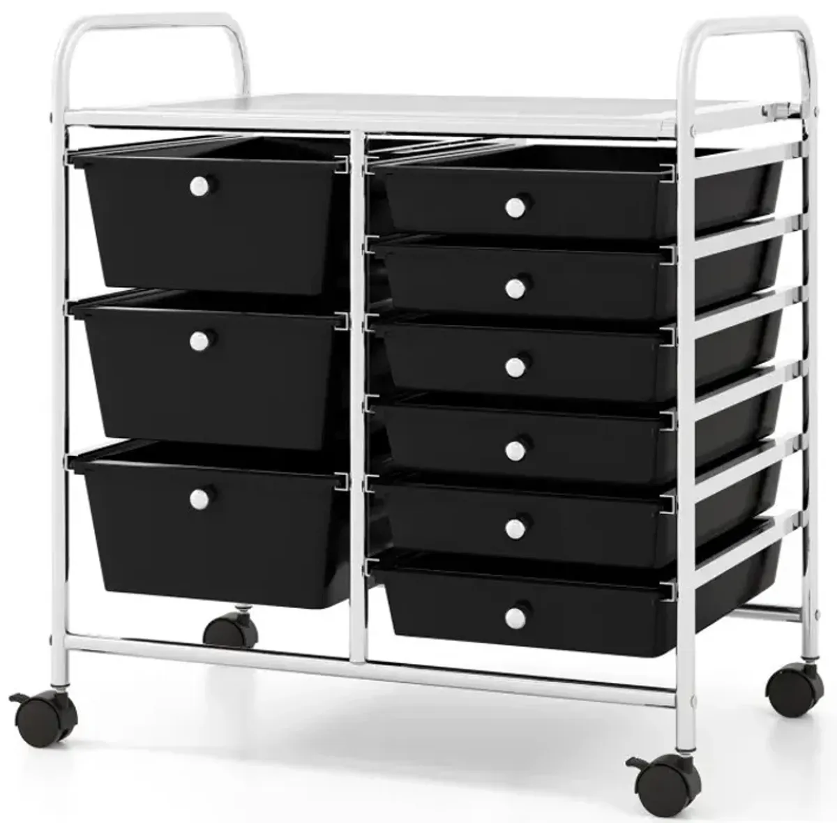 9-Drawer Rolling Storage Cart with Colorful Drawers and Metal Frame