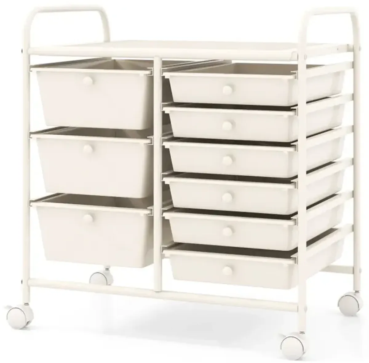 9-Drawer Rolling Storage Cart with Colorful Drawers and Metal Frame