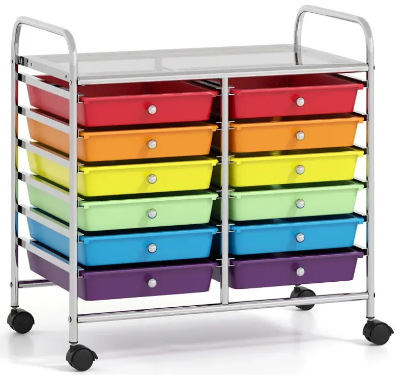 12 Drawers Rolling Storage Cart for Home and Office