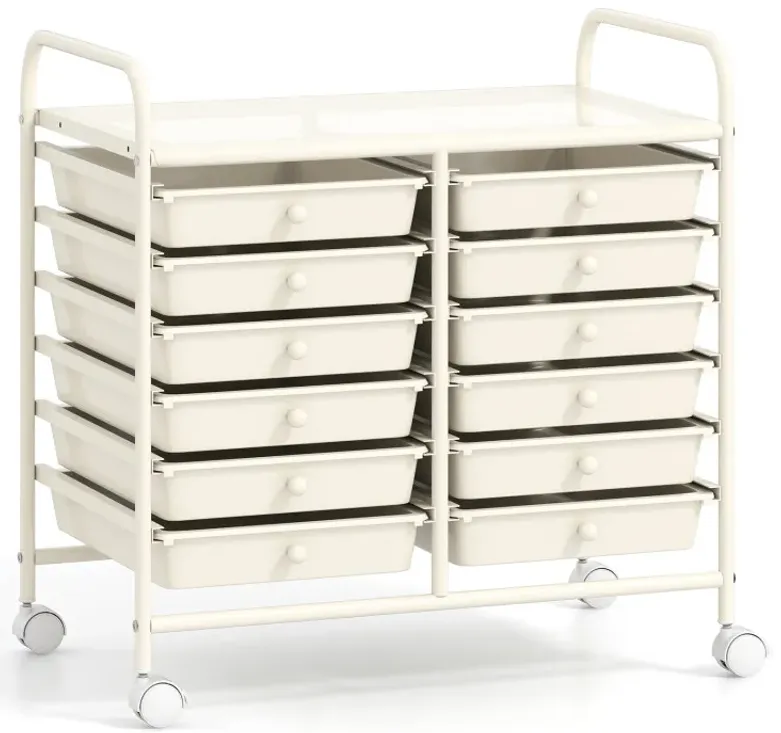 12 Drawers Rolling Storage Cart for Home and Office