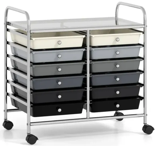 12 Drawers Rolling Storage Cart for Home and Office