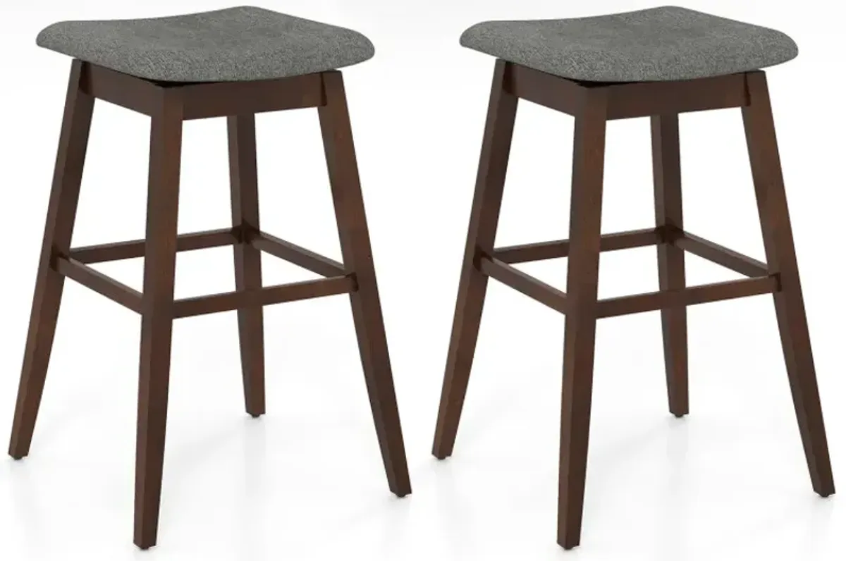 Swivel Bar Stools Set of 2 with Footrest and Rubber Wood Legs
