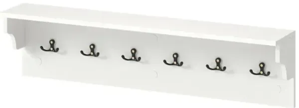 Wall Hooks with Shelf 31.5inch Wooden Coat Rack with 6 Hooks for Hats Towels Purses Robes