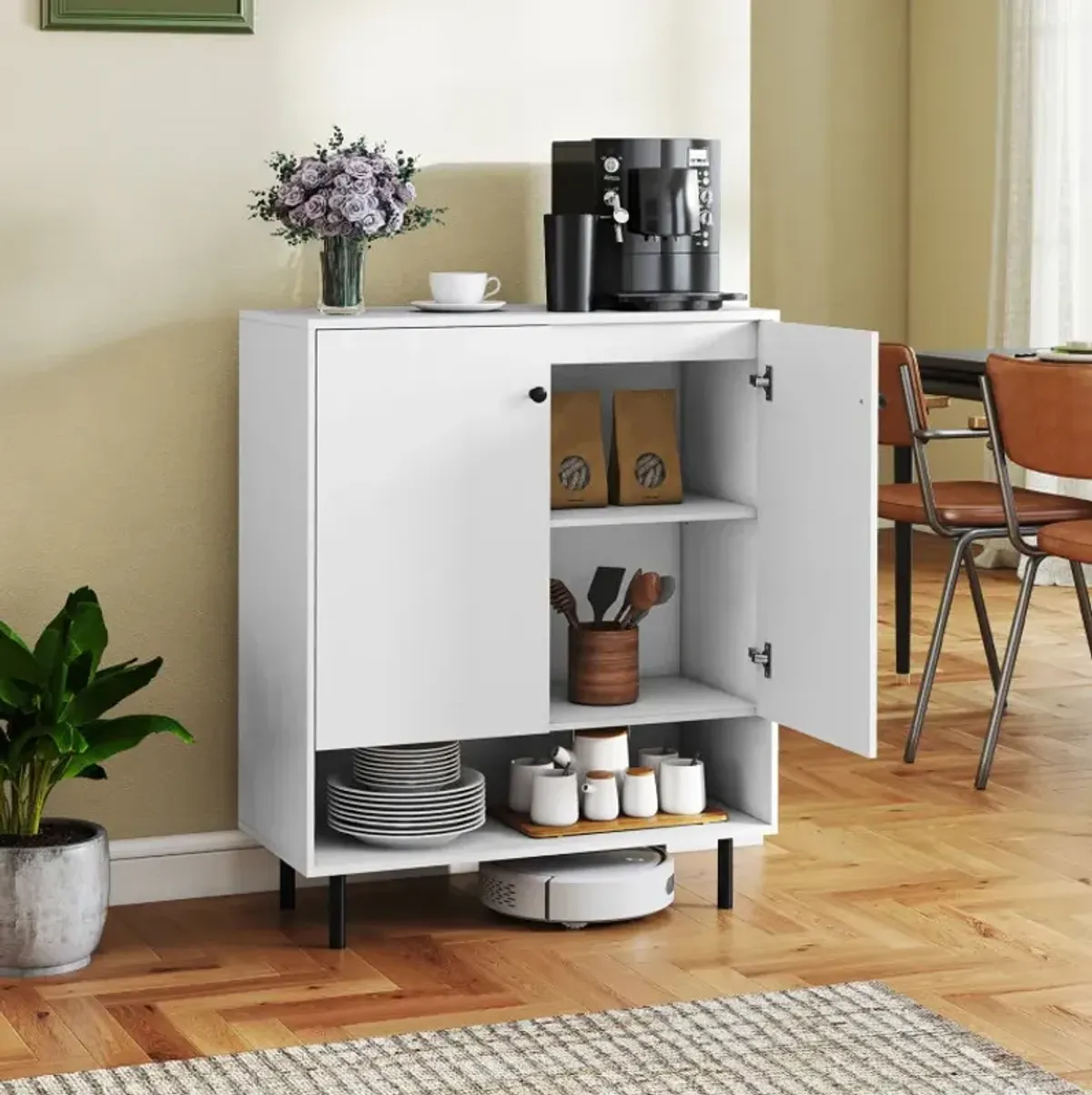 2-Door Sideboard Buffet Cabinet Kitchen with Adjustable Shelf