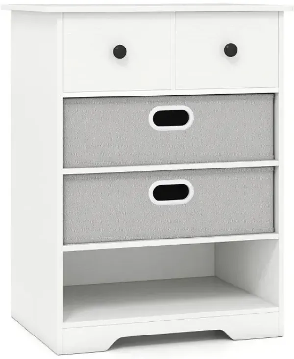 4-Drawer Dresser Modern Chest Storage Organizer with Open Shelves