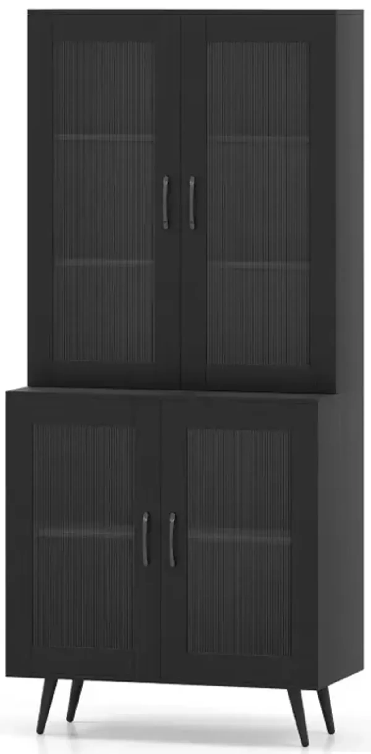 70.5 inch Tall Kitchen Pantry Cabinet Cupboard with 4 Transparent Doors
