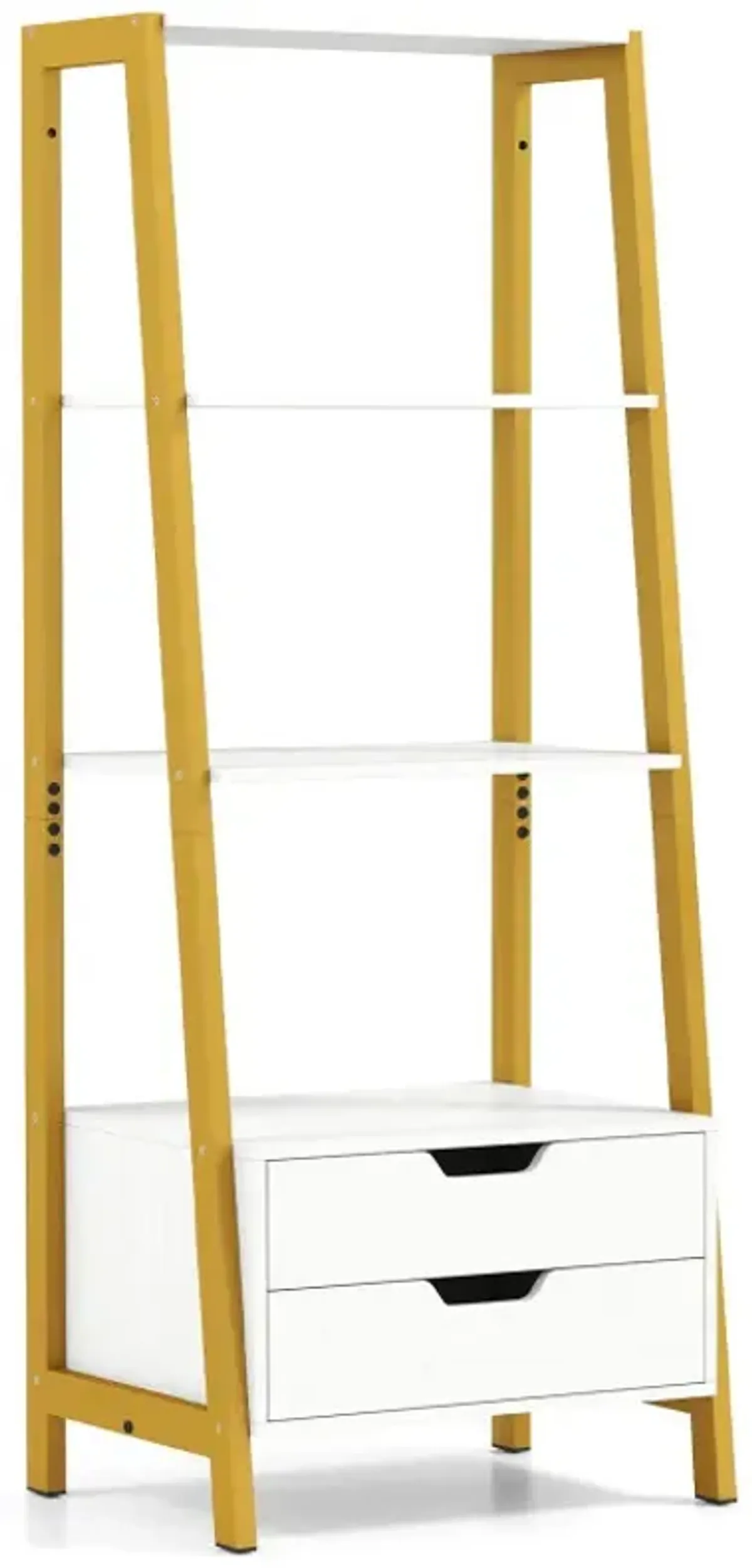 4-Tier Ladder Shelf with 2 Drawers 52.5 Inch Tall Freestanding Bookcase