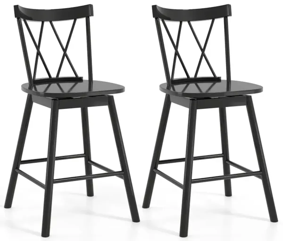 Set of 2 Windsor Bar Stool with Ergonomic Backrest and Footrests