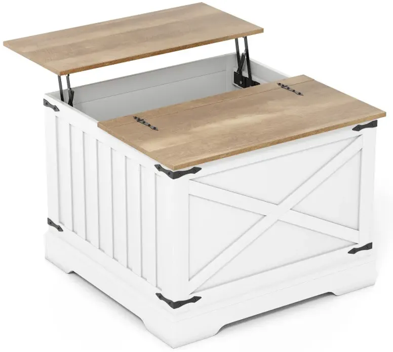 Farmhouse Lift Top Coffee Table with Hidden Storage Compartment