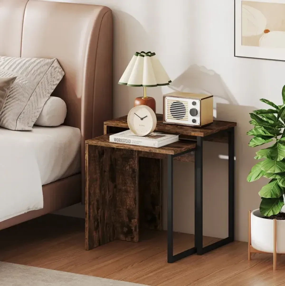 2-in-1 Nesting Coffee Table Set of 2 for Living Room and Bedroom