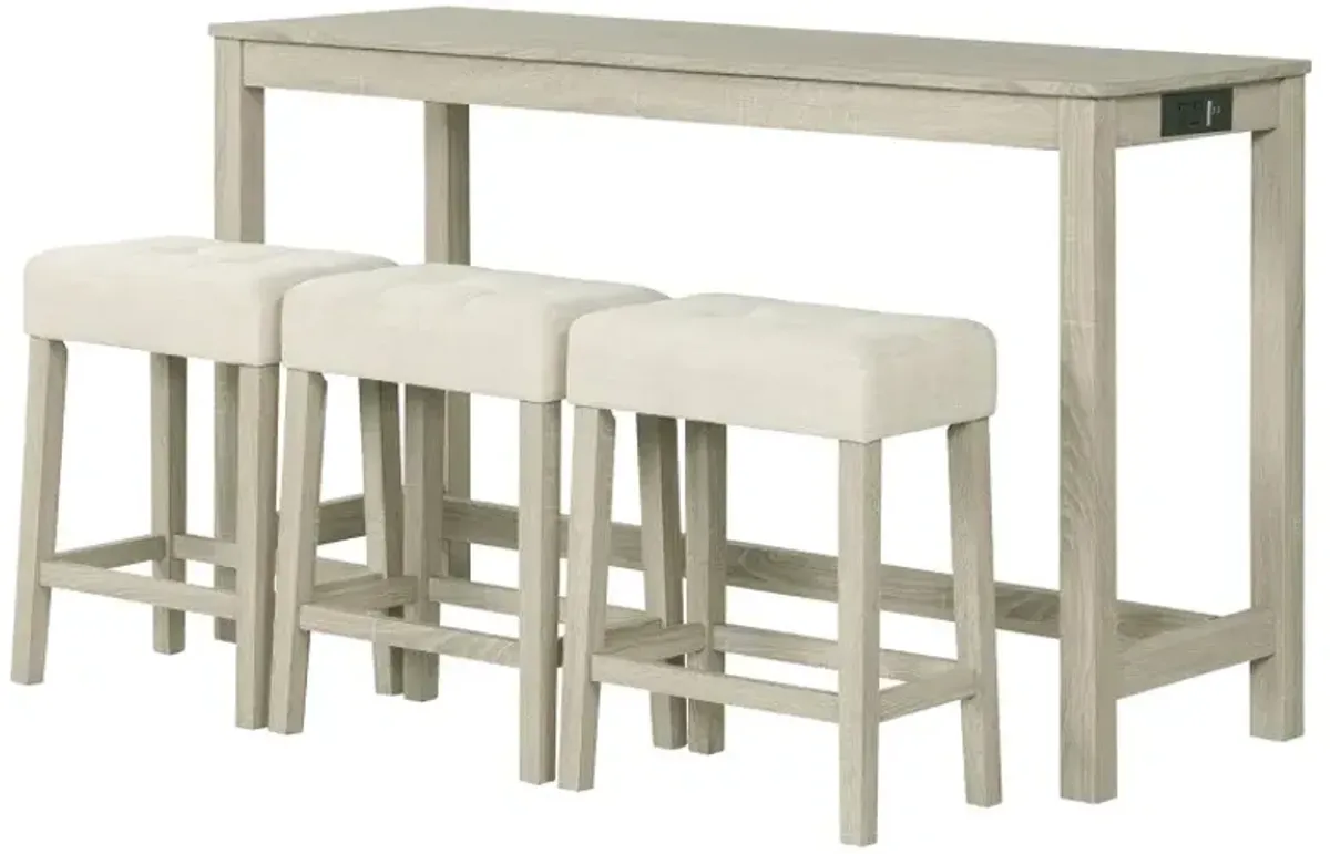 Counter Height Table with 3 Stools and 4-Piece Breakfast Nook Bar Set