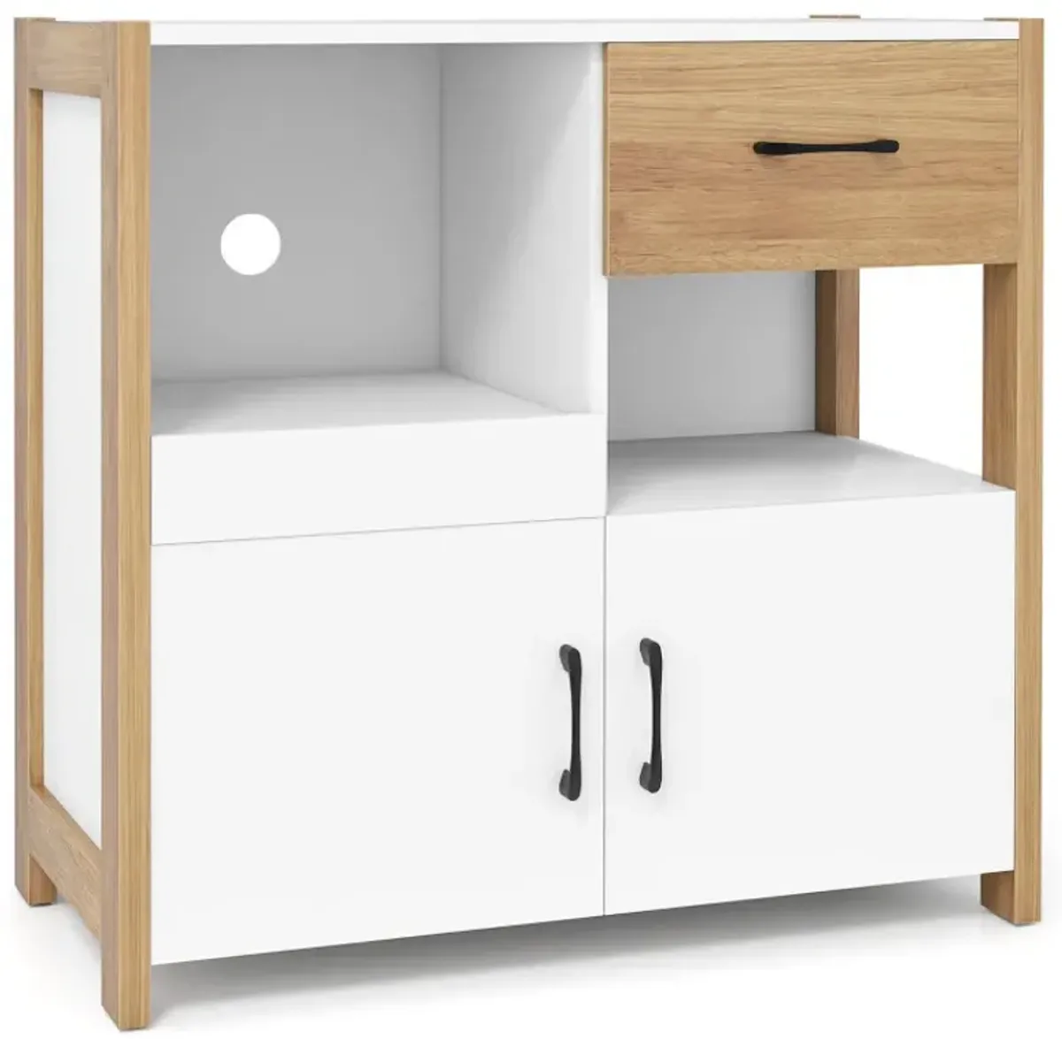 Kitchen Storage Cabinet with Drawer Pull-Out Shelf and 2 Doors