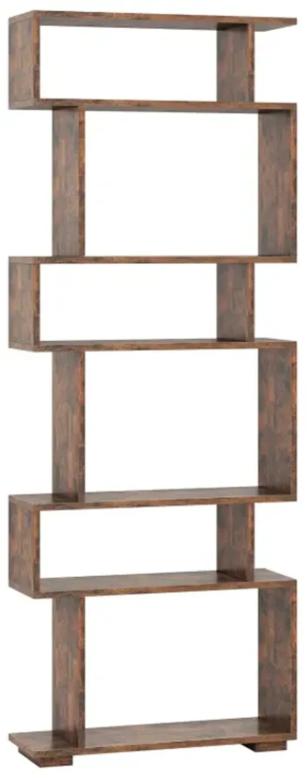 6-Tier Geometric Bookshelf with 2 Anti-Tipping Kits for Home Office