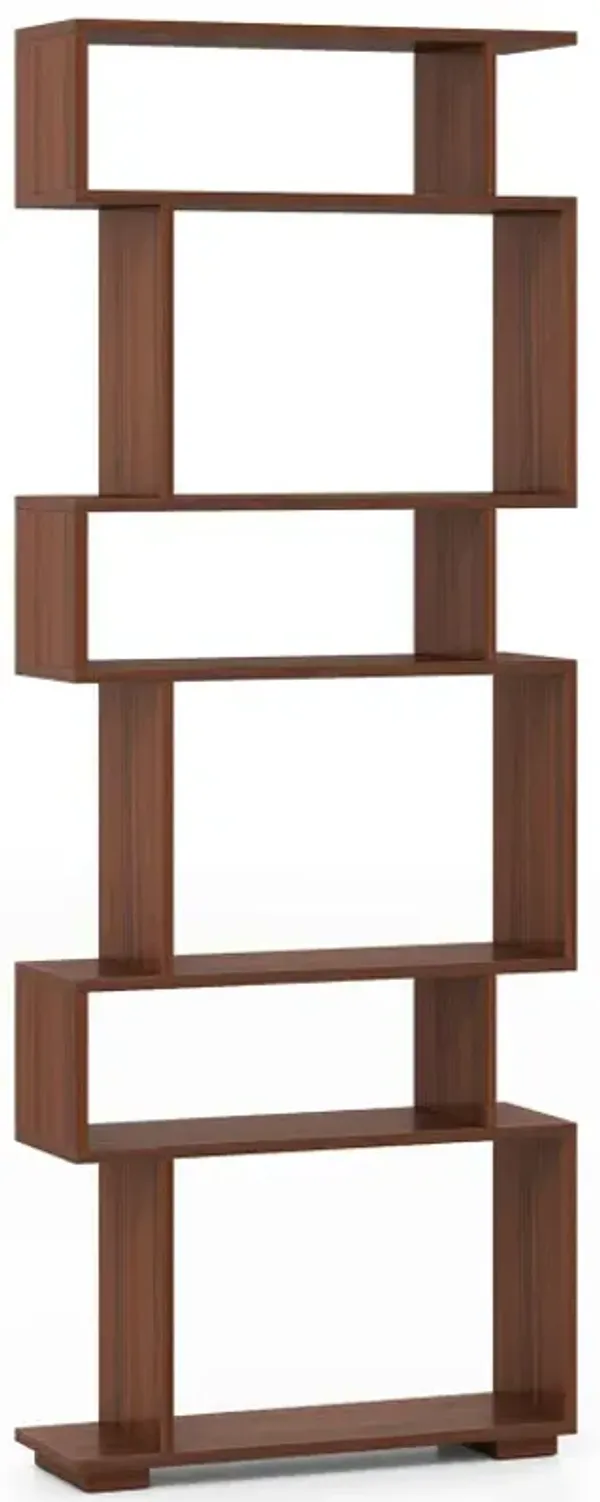 6-Tier Geometric Bookshelf with 2 Anti-Tipping Kits for Home Office