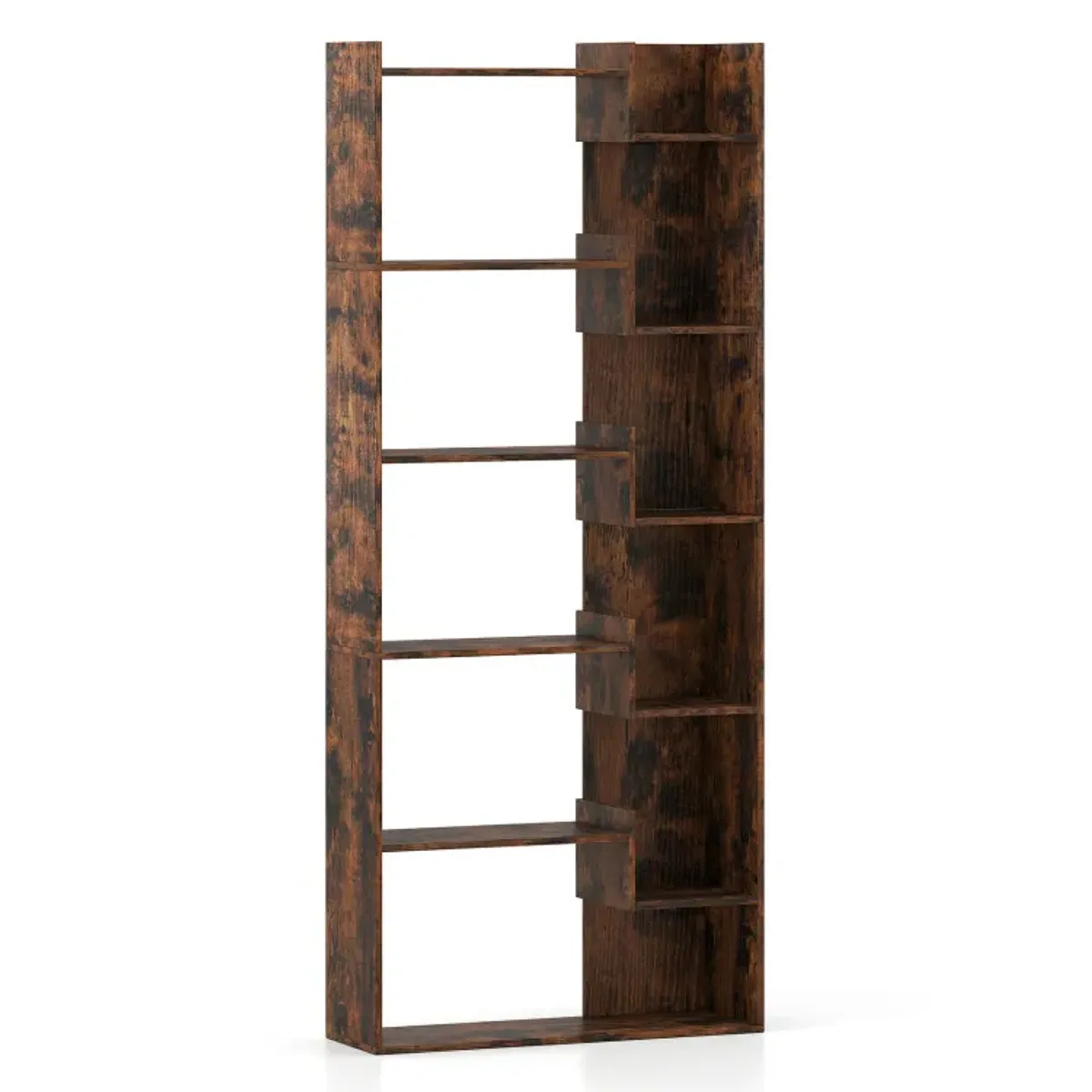 6-Tier Bookshelf Wooden Bookcase with 2 Anti-Tipping Kits Open Display Shelf