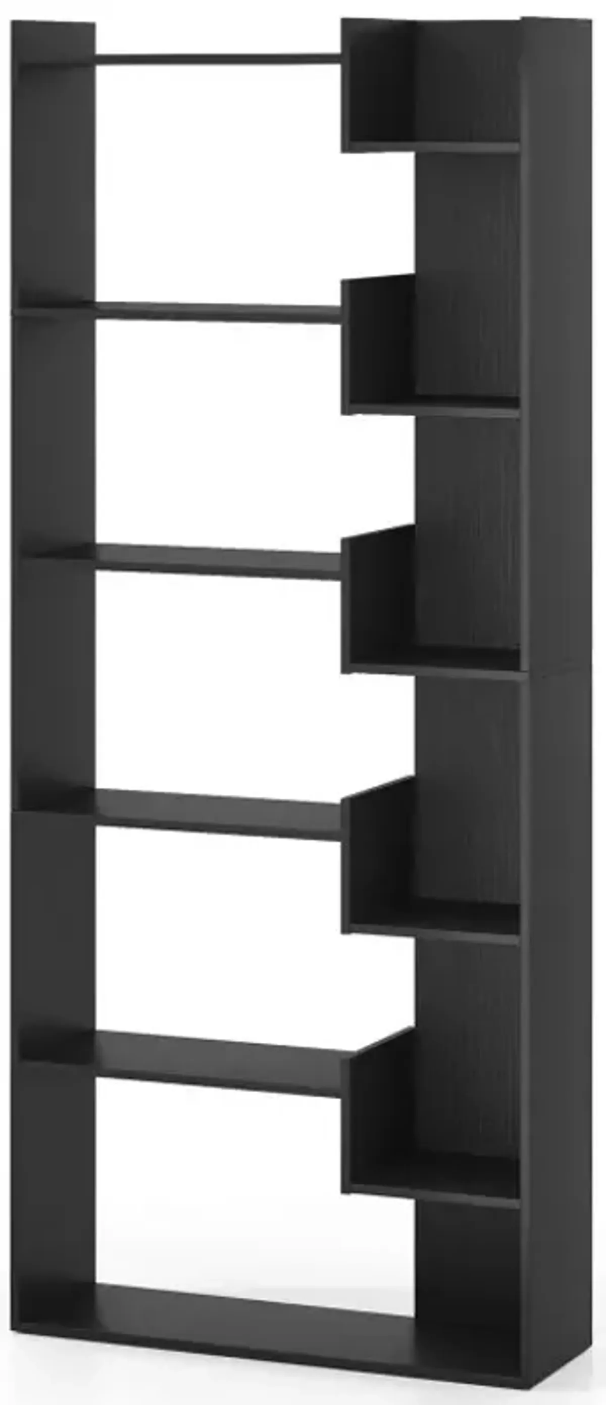 6-Tier Bookshelf Wooden Bookcase with 2 Anti-Tipping Kits Open Display Shelf