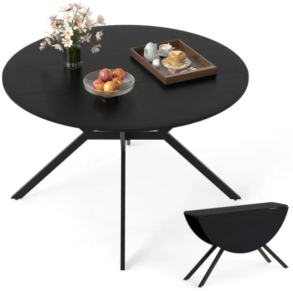 Folding Dining Table 47 Inch Extendable Round Kitchen Table with Drop Leaves