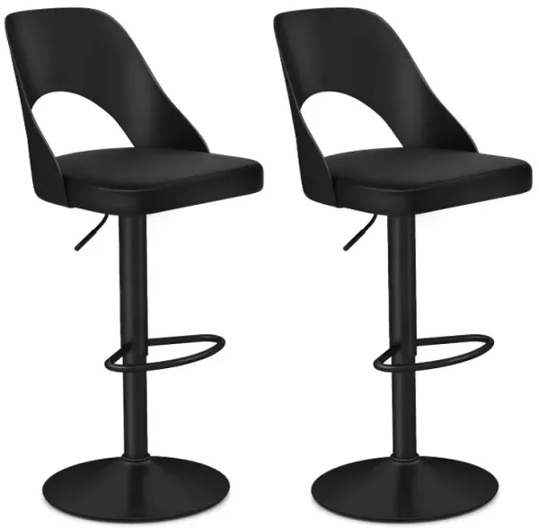 Bar Stools Set of 2 with Enlarged PU Leather Seat and Footrest
