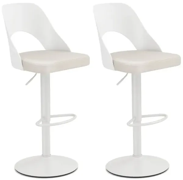 Bar Stools Set of 2 with Enlarged PU Leather Seat and Footrest