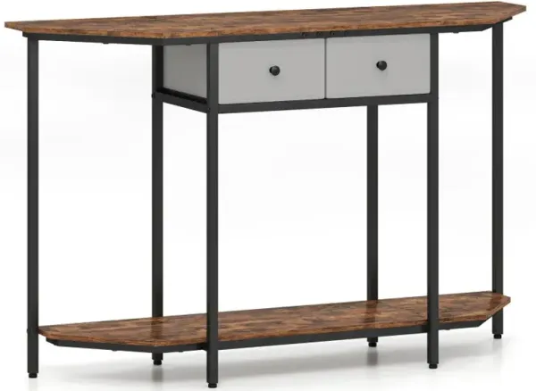Console Table with 2 Drawers and Open Storage Shelf