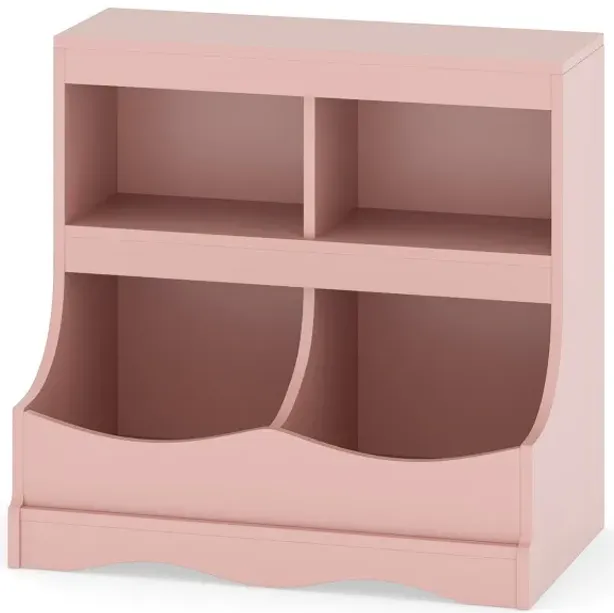 Toy Storage Organizer 4-Cubby Kids Bookcase for Toys and Books
