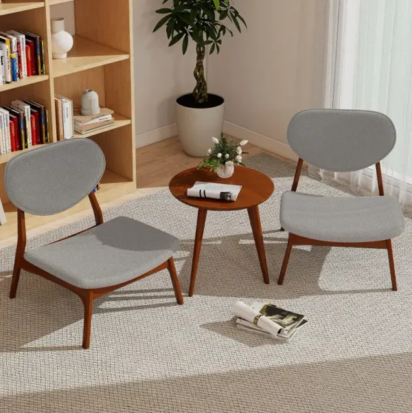 Accent Chairs Set of 2 with Side Table and Solid Wood Frame