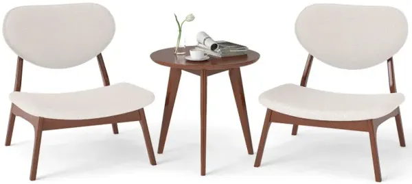 Accent Chairs Set of 2 with Side Table and Solid Wood Frame