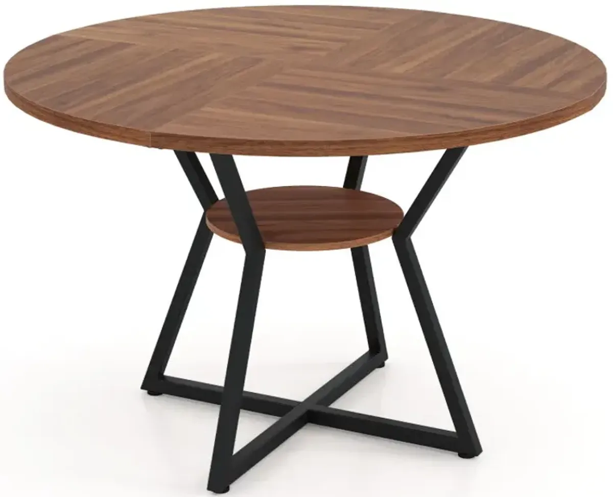 47" Round Dining Table for 4 with Storage Shelf