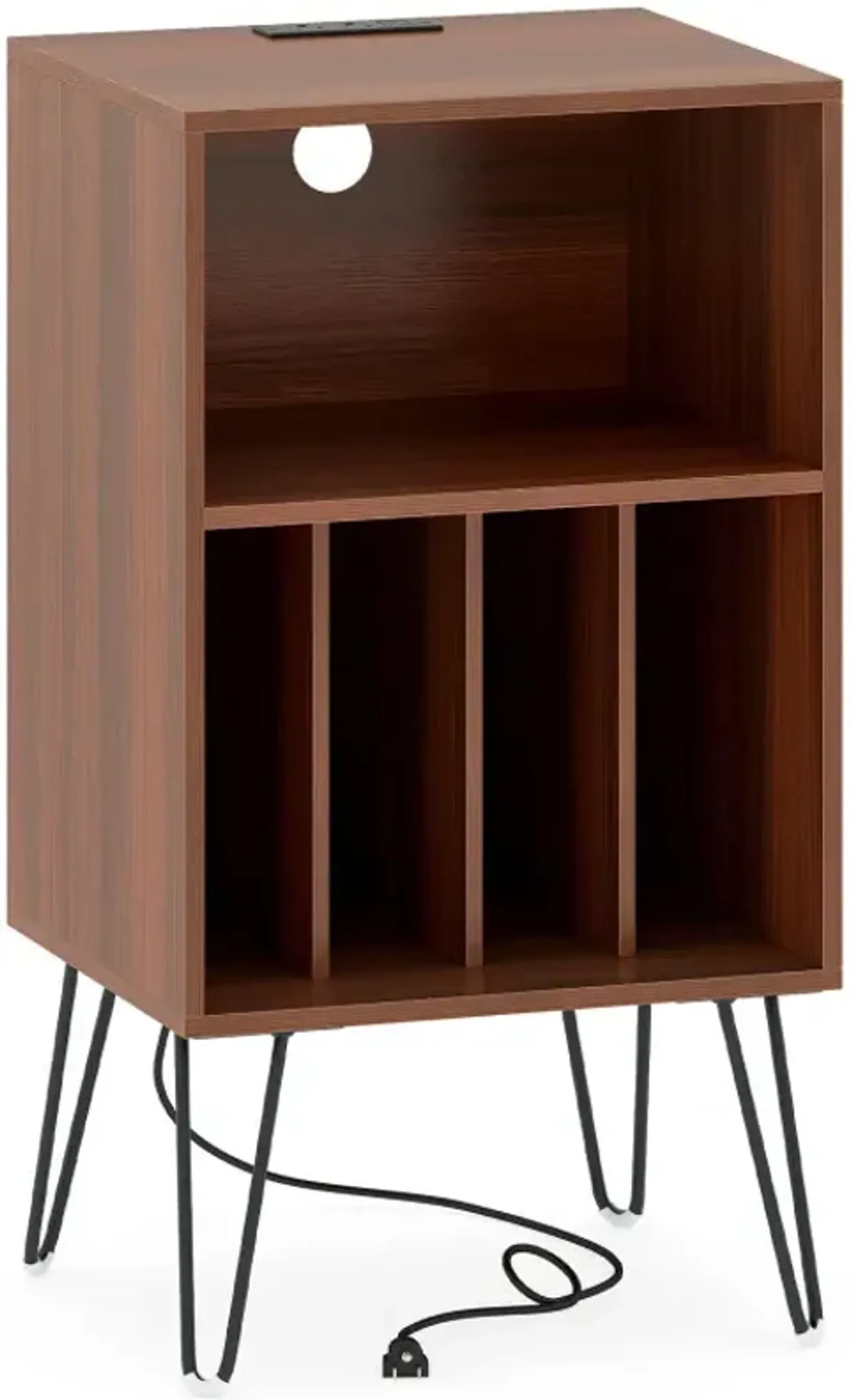 Record Player Stand with Charging Station Turntable Stand with Vinyl Storage