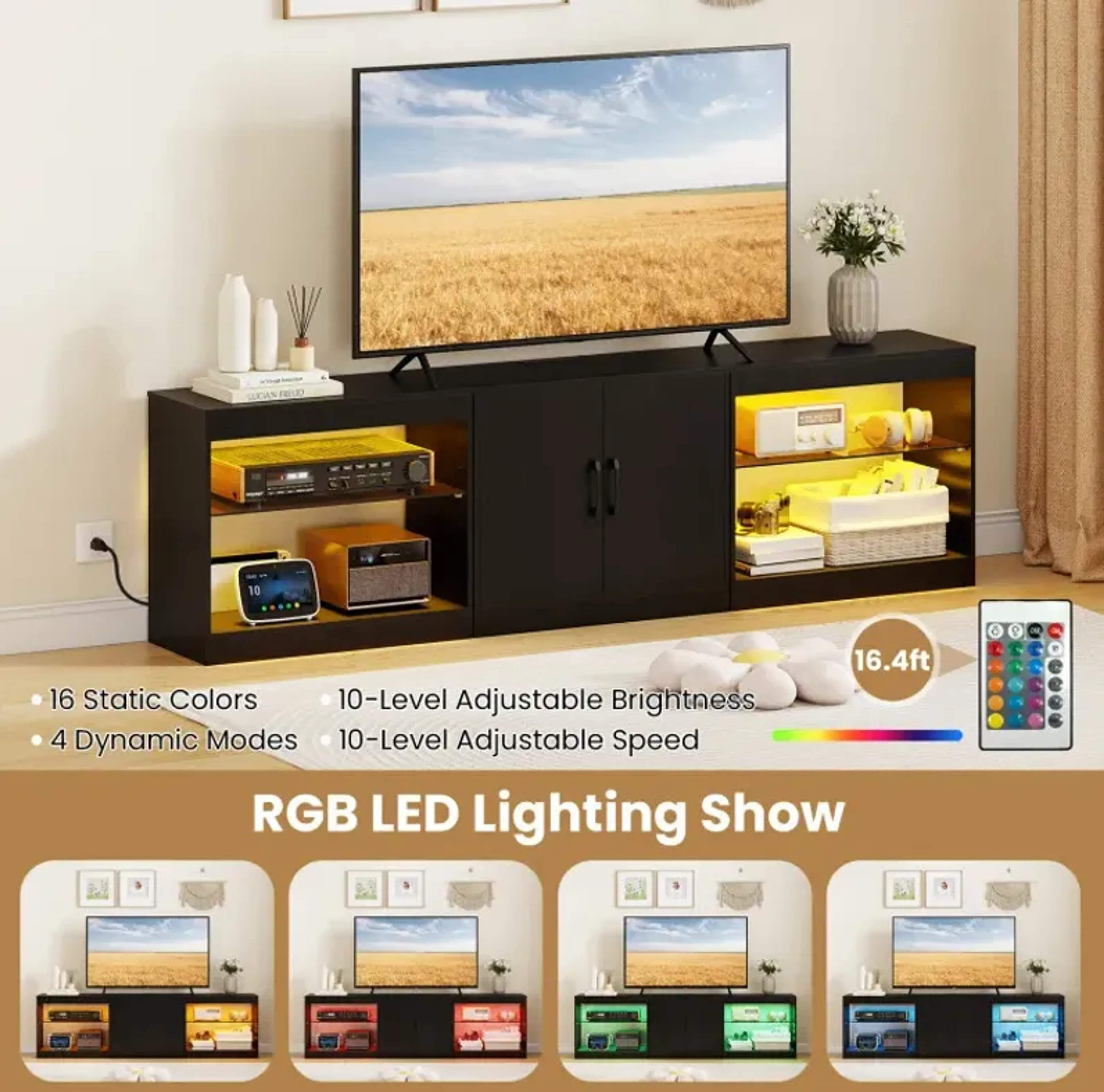 Tv Stand For Tvs Up To 85 Inches Led Entertainment Center With Power ...
