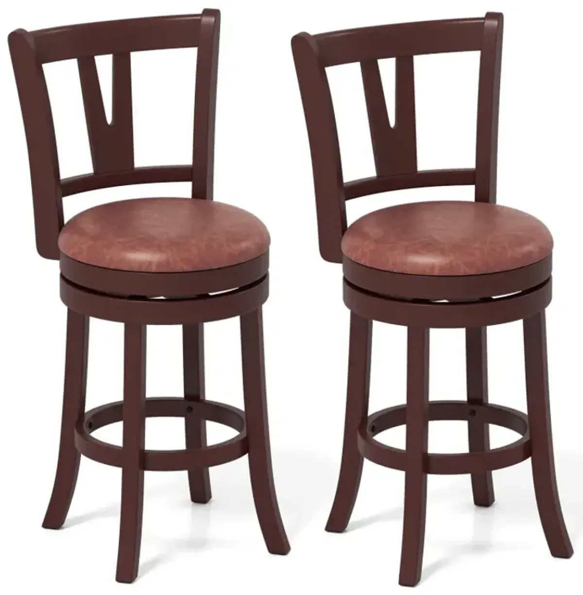 Set of 2 Counter Height Swivel Barstools with High Backs and Footrests