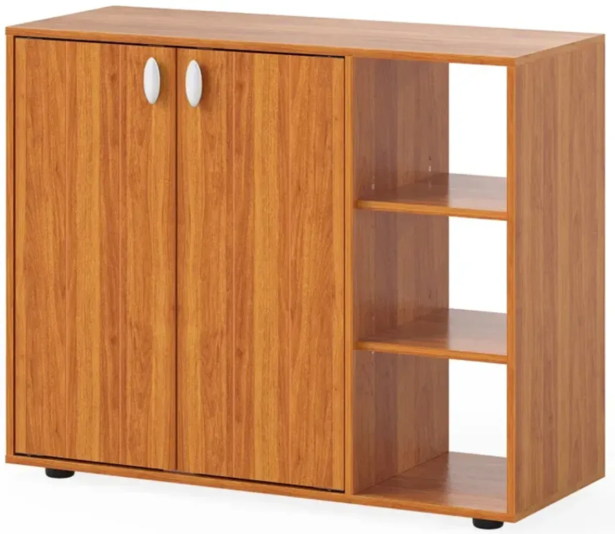 3-Tier Shoe Cabinet with Doors with Adjustable Open Shelves for Entryway