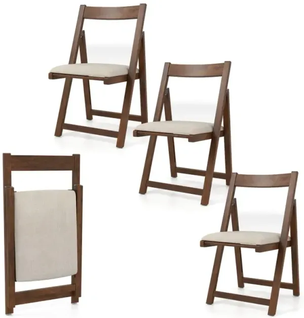 Folding Upholstered Dining Chair Set of 4 with Curved Backrest