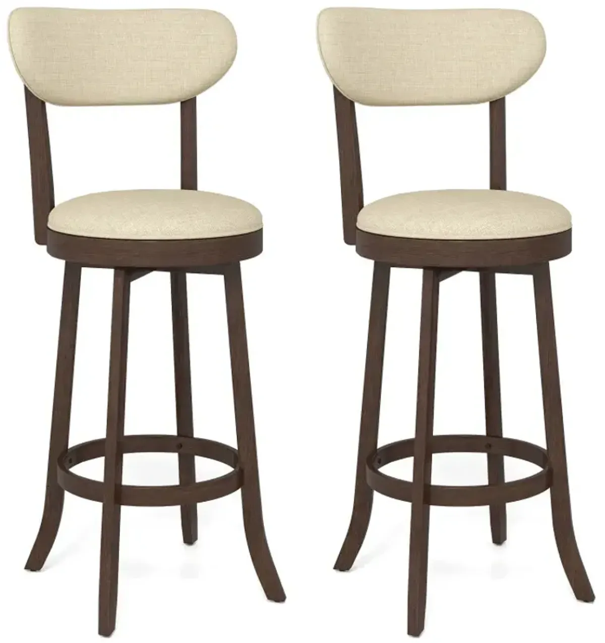30.5 Inch Bar Height Chairs Set of 2 Swivel High Barstool with Padded Seat and Backrest