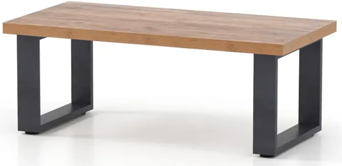 47 inch Farmhouse Style Rustic Coffee Table with Thickened Tabletop and Natural Wood Texture