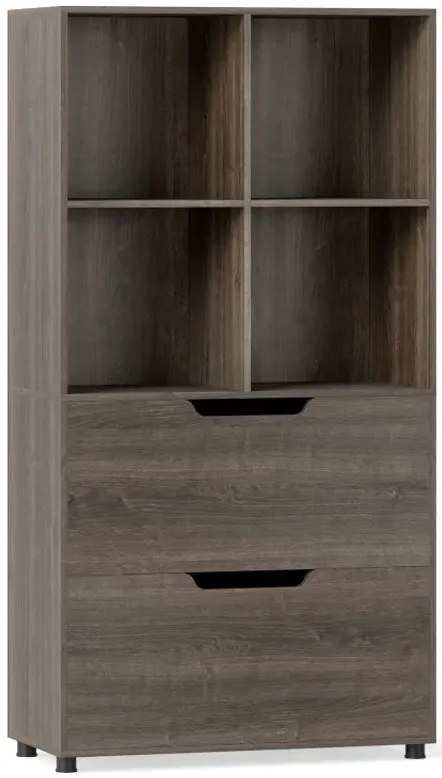 4-Cube Bookcase with 2 Drawers 51 inch 5-Tier Tall Freestanding Bookshelf